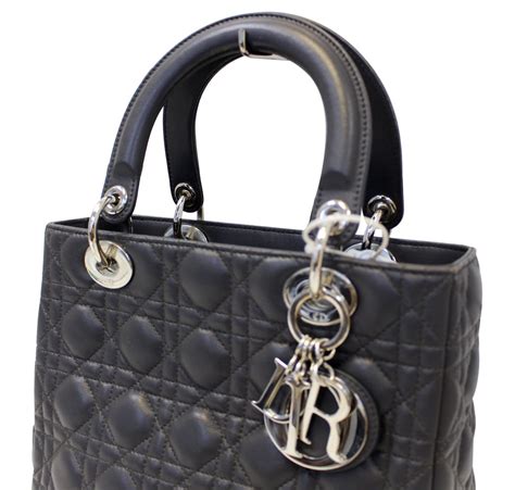 dior 2009 cannage quilted|CHRISTIAN DIOR Lambskin Cannage Medium Lady Dior Grey .